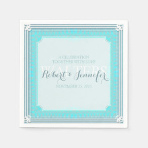 アクアスタイリッシュブルーズ結婚ディナー紙ナプキンス スタンダードカクテルナプキン