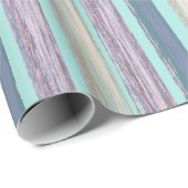アクアスタイリッシュブルーパープルビーチハットストライプパターン ラッピングペーパー (ロールコーナー)
