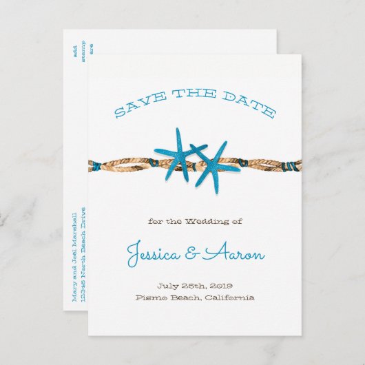 アクアスターフィッシュとロープの保存日 案内ポストカード (正面/裏面)