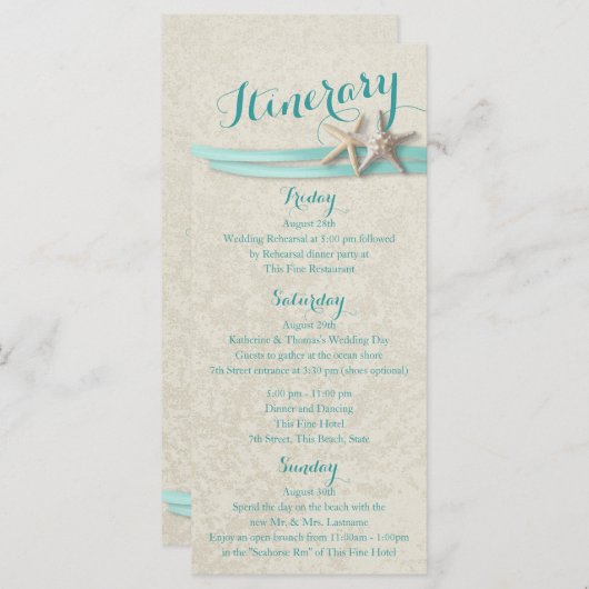 アクアスターフィッシュビーチ結婚式の旅程 プログラム (正面/裏面)