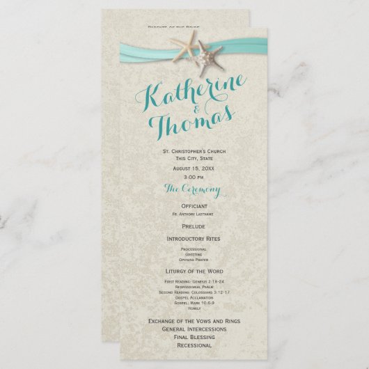 アクアスターフィッシュ及びリボンビーチ結婚式プログラム プログラム (正面/裏面)