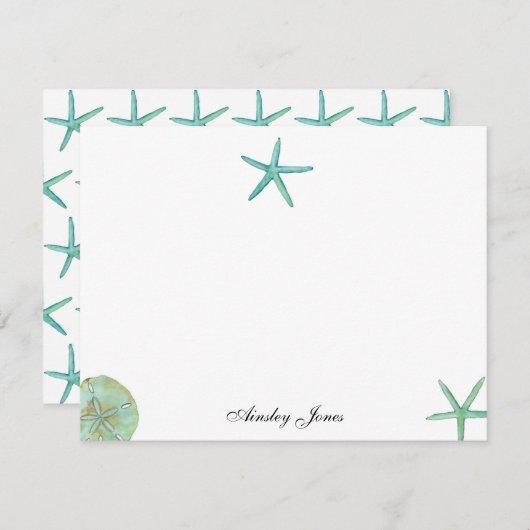 アクアスターフィッシュ水彩イラストレーション注 サンキューカード (正面/裏面)