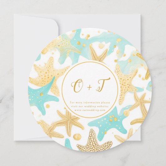 アクアスターフィッシュ ナウティカル ビーチ ウェディング セーブ・ザ・デート (裏面)