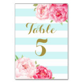 アクアストライプフローラの結婚テーブル番号カード テーブルナンバー (裏面)