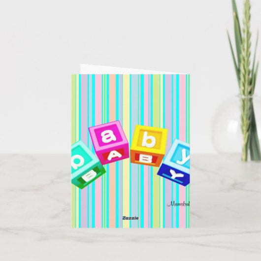 アクアストライプベビーブロックサンキューカード サンキューカード (裏面)