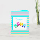 アクアストライプベビーブロックサンキューカード サンキューカード (正面)