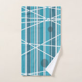 アクアストライプ抽象芸術と円 バスタオルセット (ハンドタオル)