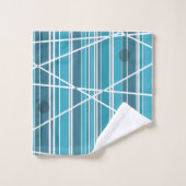 アクアストライプ抽象芸術と円 バスタオルセット (ウォッシュタオル)