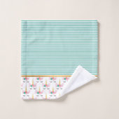 アクアストライプ金ゴールドユニコーン浴室用タオルセット バスタオルセット (ウォッシュタオル)