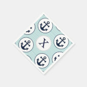 アクアストライプ、ブルーいかりパタ航海のーン スタンダードカクテルナプキン (角)