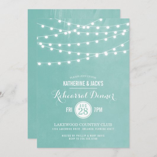 アクアストリングライツリハーサルディナー招待状 招待状 (正面/裏面)