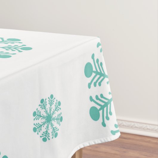 アクアスノーフレークスオンホワイトホリデーテーブルクロス テーブルクロス (インサイチュ)