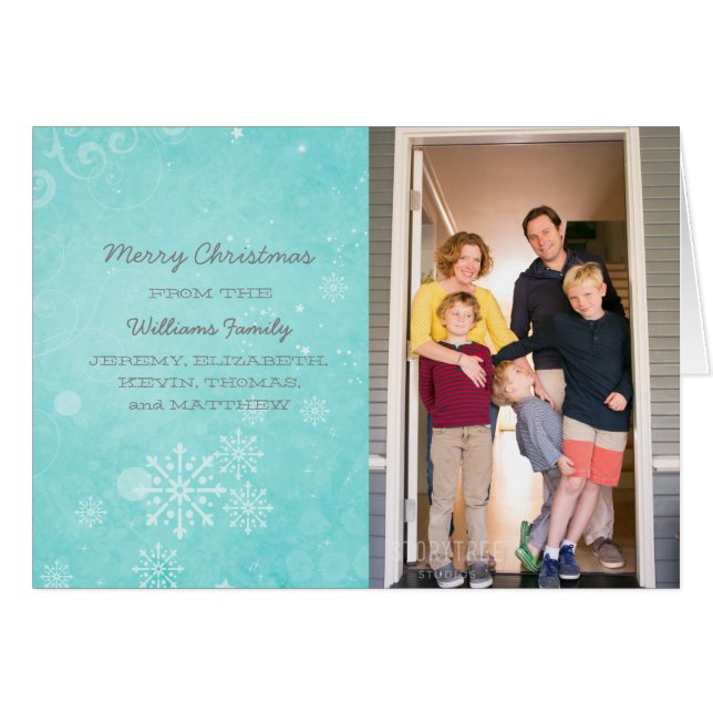 アクアスノーフレークスワーズホリデーフォトカード (正面横)