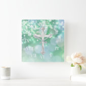 アクアスパークルのパールクロス スクエア壁時計 (ホーム)