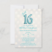 アクアスパークルフォイルスウィート16誕生日写真 招待状 (正面)