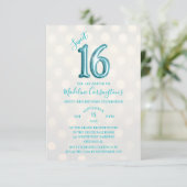 アクアスパークルフォイルスウィート16誕生日写真 招待状 (スタンド正面)