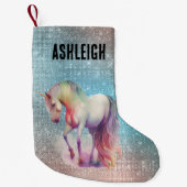 アクアスパークルユニコーン名 スモールクリスマスストッキング (正面)