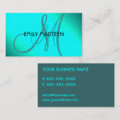 アクアスプラッシュカラフルモノグラムカスタムカード 名刺 (正面/裏面)