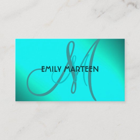 アクアスプラッシュカラフルモノグラムカスタムカード 名刺 (正面)