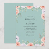 アクアソフトピーチポエニーの結婚式 招待状 (正面/裏面)