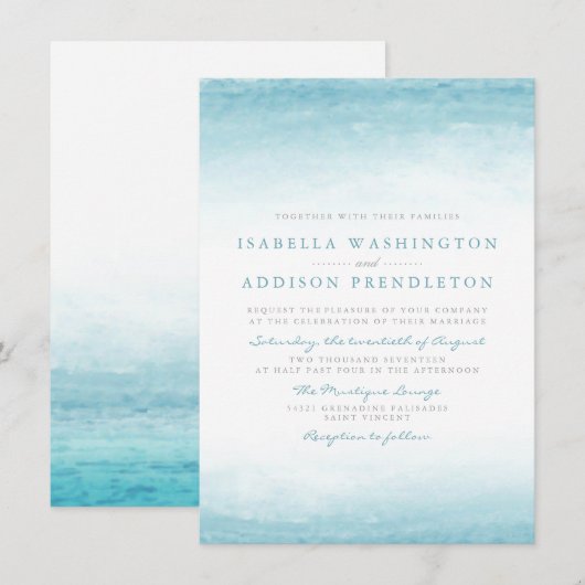 アクアタイド |水色結婚の 招待状 (正面/裏面)