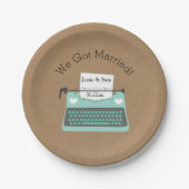 アクアタイプライタカスタマイズの結婚紙プレート ペーパープレート (正面)