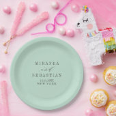 アクアタイポグラフィモノグ結婚ラム ペーパープレート (パーティー)