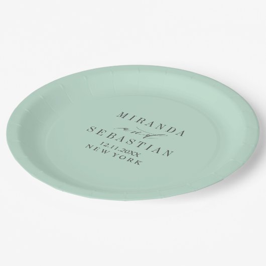 アクアタイポグラフィモノグ結婚ラム ペーパープレート (アングル)