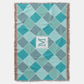 アクアタイルカスタムモノグラム投げ毛布 スローブランケット (正面縦)