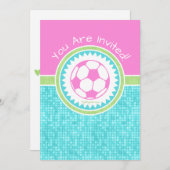 アクアタイル付きトリパステルカラーサッカー 招待状 (正面/裏面)