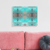 アクアターコイズとグレー抽象芸術モダンストーンルック キャンバスプリント (インサイチュ (リビング))