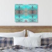 アクアターコイズとグレー抽象芸術モダンストーンルック キャンバスプリント (インサイチュ (寝室))