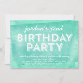 アクアターコイズのインクを転がす　どんな年齢の誕生日でも 招待状 (正面)