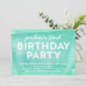 アクアターコイズのインクを転がす　どんな年齢の誕生日でも 招待状 (スタンド正面)