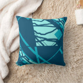 アクアターコイズオンダークブルー抽象芸術MCMインスパイア- クッション (ブランケット)