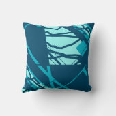 アクアターコイズオンダークブルー抽象芸術MCMインスパイア- クッション (裏面)