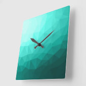 アクアターコイズグラディエント幾何メッシュパターン スクエア壁時計 (傾斜)