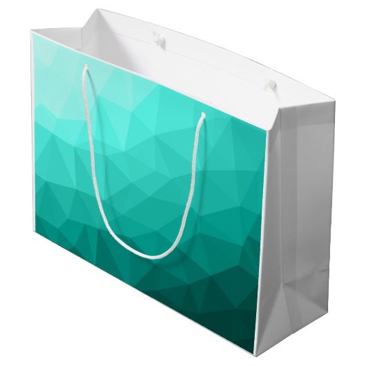 アクアターコイズグラディエント幾何メッシュモノグラム ラージペーパーバッグ (裏面アングル)