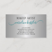 アクアターコイズグリーンシルバーグリッタースパークルドリップ 名刺 (裏面)