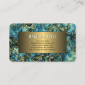 アクアターコイズグリーンティール（緑がかった色）ブルー金ゴールドマルブル 名刺 (裏面)