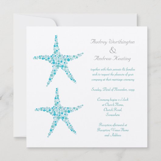 アクアターコイズス結婚ターフィッシュビーチ招待状 招待状 (裏面)