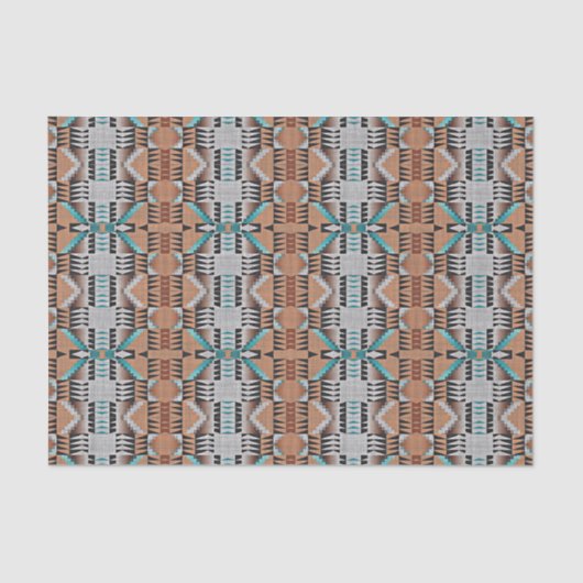 アクアターコイズティール（緑がかった色）トゥーペブラックグレーモザイクアート 薄葉紙 (正面)