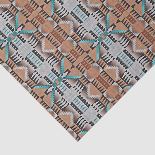 アクアターコイズティール（緑がかった色）トゥーペブラックグレーモザイクアート 薄葉紙 (詳細)