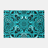 アクアターコイズティール(緑がかった色)ブルーお尻オリエントトライバル ドアマット (正面)