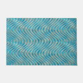 アクアターコイズティール(緑がかった色)ブルータウペカーブラインアート ドアマット (正面)