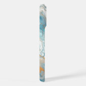 アクアターコイズティール(緑がかった色)ブルーホワイト金ゴールドマーブルパターン iPhoneケース (右側面)