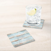 アクアターコイズブラウンホワイトウォーターストライプカラー芸術 スクエアペーパーコースター (インサイチュ)