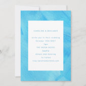 アクアターコイズブルーウォーターカラーミニマル結婚リスト 招待状 (正面)
