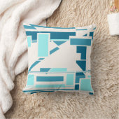 アクアターコイズブルーオフホワイトサウスウエストアートルック クッション (ブランケット)