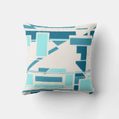 アクアターコイズブルーオフホワイトサウスウエストアートルック クッション (裏面)